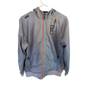Akademiks Gray Chevron Windbreaker with Multicolor Zip
